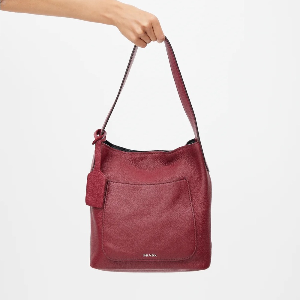 Prada Burgundy Smooth Leather Shoulder Bag